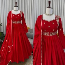 FANCY DESIGNER CHINON GOWN WITH DESIGNER DUPATTA FOR INDIAN RECEPTION WEAR