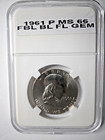 1961 p franklin half dollar fbl, brillant feilds, full details, great eye appeal — photo 2