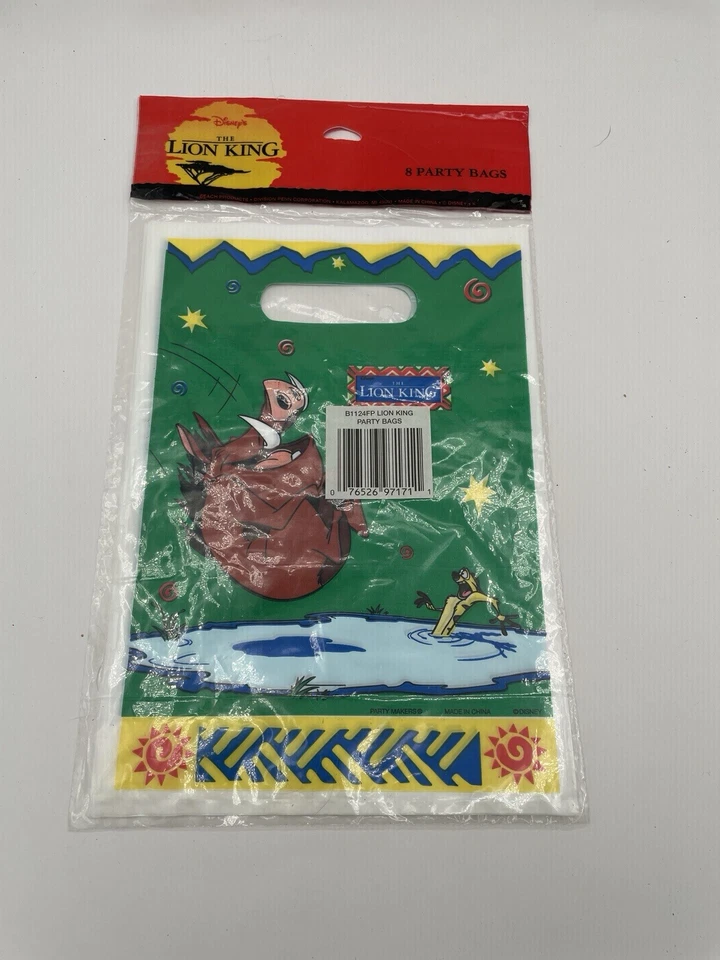 Bolsas de botín raras vintage 1994 Disney El Rey León NOS 8 fiestas de cumpleaños Foto 2 de 4
