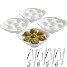 Escargot Baking Dish, 4 Pack Ceramic Escargot Dish 6 Holes Escargot Plates 6....