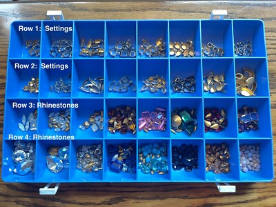 Vintage 457 Rhinestones + 146 Settings Lot w/Storage Case.