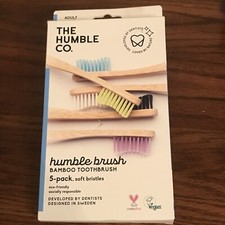 New Humble Co. Bamboo Toothbrushes 5pk Sustainable Eco-Friendly Natural Vegan