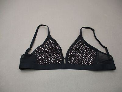 Lively Size 1 Womens Black Wireless Unlined Back Closure Triangle Bralette 7R