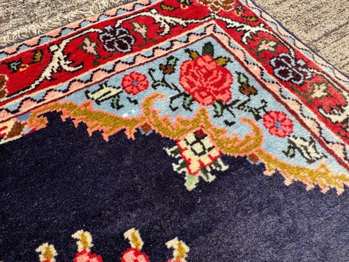 2x3 VINTAGE ORIENTAL RUG HAND-KNOTTED SMALL handmade blue ANTIQUE fine real pink - Picture 12 of 12