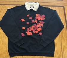 Vintage 90s Morning Sun Leaves Leafs Nature Sweatshirt Crewneck Sweater Sz Large