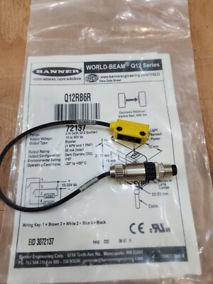 Banner Q12RB6R Miniature Self Contained Sensor, WORLD-BEAM Q12 Series