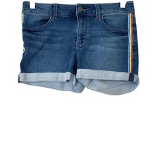 SO Denim Womens Jr. Blue Jean Shorts Sz 14 Cuffs Stretch