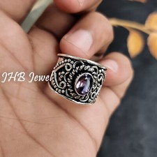 Faceted Amethyst Gemstone 925 Sterling Silver Oxidized Ring Everyone Jewelry