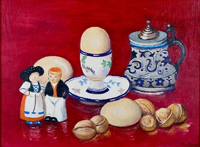 Framed Oil Painting on Canvas Featuring a Vibrant Still Life   14.75 x14.75 