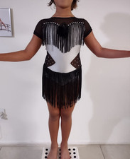 Girls Dance Dress Leotard Jazz Solo Costume Grey/Black Size YM