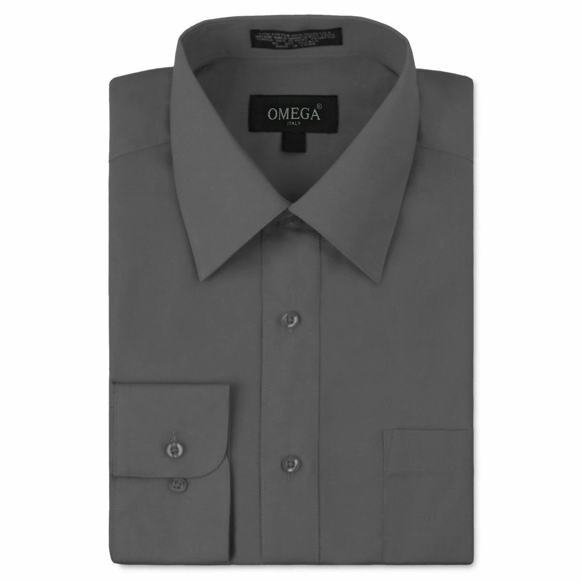 mens dark grey dress shirt Men's Band Collar Button Down Shirt In Slate Gray 100% Cotton Twill X-Large
