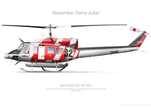 Bell 212 VH-NSJ NSCA - A3+ Profile Print - Bild 1 von 4
