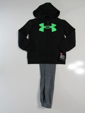 Under Armour Boys Youth 2 Piece Hoodie  Sweatpants Black Size 4 Nwt