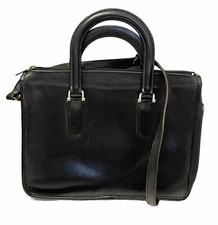 Michael Green Vintage Black Leather Satchel Briefcase Bag Shoulder Purse