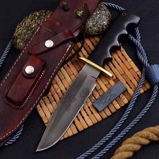 CUSTOM HANDMADE CARBON STEEL HUNTING BOWIE KNIFE WITH MICARTA HANDLE SHEATH