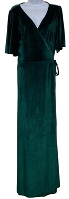green emerald velvet dress Plus Size Scarlett & Jo Velvet Maxi Gown