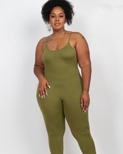 Plus Army Green Solid Bodycon Cami Jumpsuit