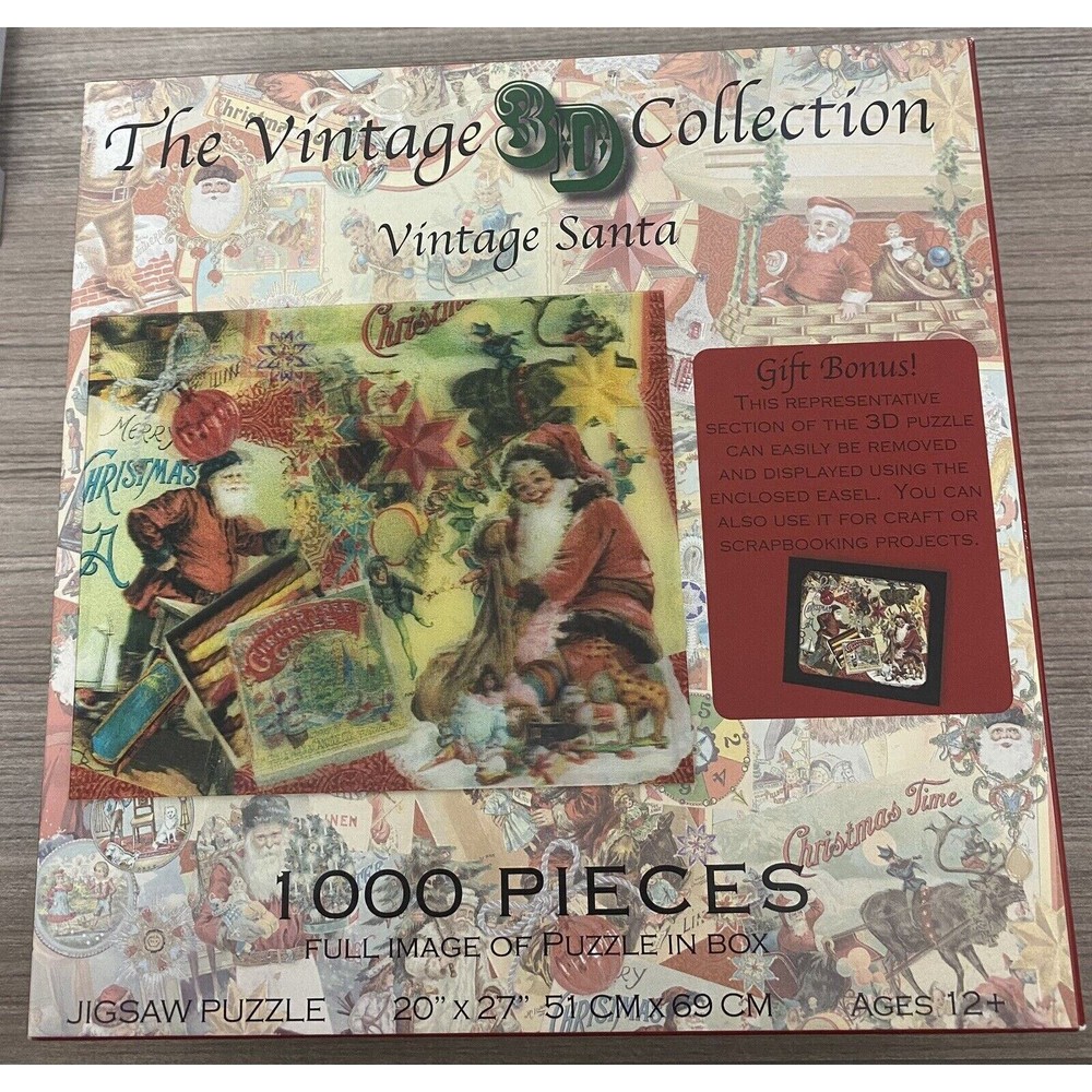 The Vintage 3D Collection 1000 Piece Jigsaw Puzzle Vintage Santa USA 20x27