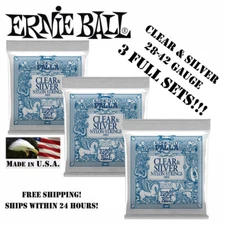 **3 SETS ERNESTO PALLA CLEAR AND SILVER NYLON CLASSICAL GUITAR STRINGS 2403**