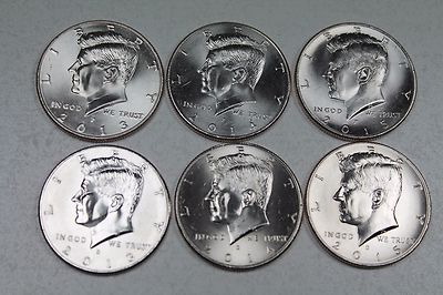 2013 2014 2015 P & D Uncirculated Kennedy Half Dollar Mint Roll Set ...