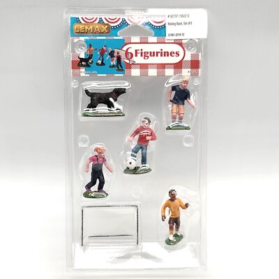   LEMAX 92737 Kicking Back 6 Figurine Set Boys Girl Dog Soccer Net - Retired
