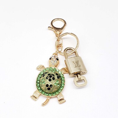 Authentic Louis Vuitton Padlock Gold  Key Set + Unbranded Turtle Keychain Charm