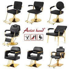 Artist hand Black Gold HeavyDuty Hydraulic Barber Chair Salon Beauty HairStylist