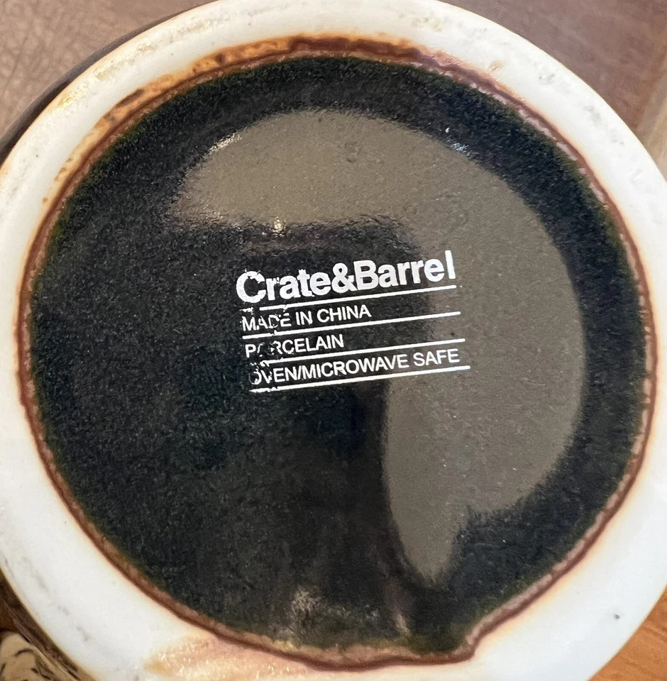 Crate And Barrel Teapot Set With 4 Cups Black With  Brown Rim - Image 4 of 4