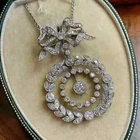 Art Deco Vintage Style 3Ct Lab Created Diamond Wedding 14K White Gold FN Pendant