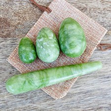 Yoni Eggs Set and Massage Wand, Nephrite Jade, Rose Quartz, Opalite Yoni Egg Kit
