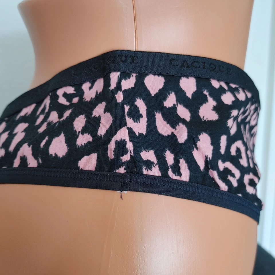 LANE BRYANT CACIQUE PLUS 18/20 COTTON THONG PANTY Black Pink Animal Print  - Image 3 of 4