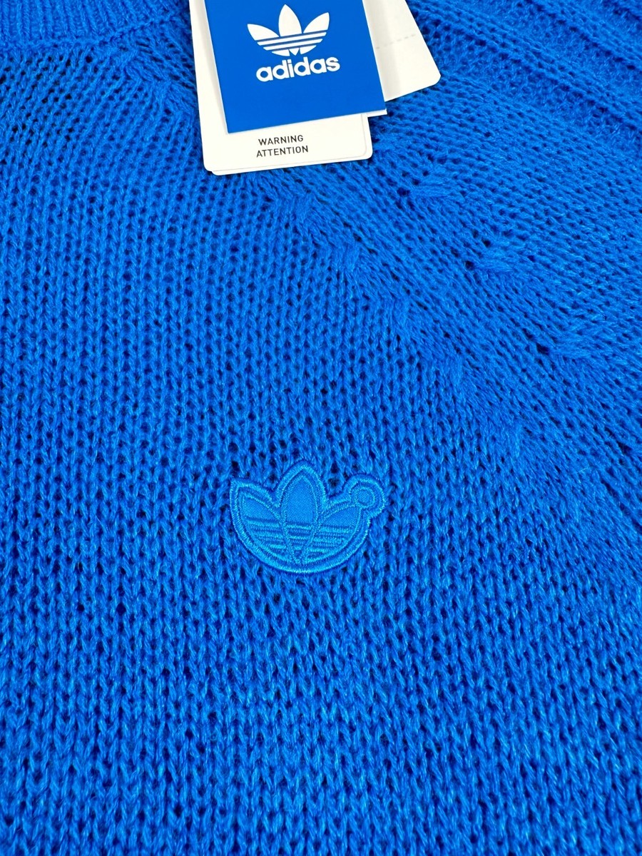 Adidas Blue Version Knit Sweater Womens Large Wool Blend