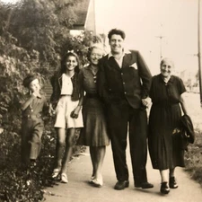 Vintage Real Photo Snapshot Loisa Bastionomi Reunion Family Street Action View