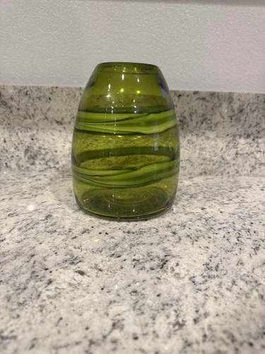 MURANO ART GLASS Sasso Vase Luciano Gaspari Salviati Green swirl 1962 Vintage