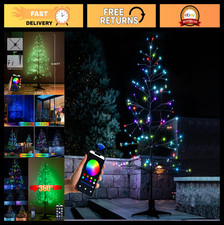 6.5FT Pre-Lit LED Christmas Tree, 153 Warm RGB Lights, Rotating Stand, Easy Setu