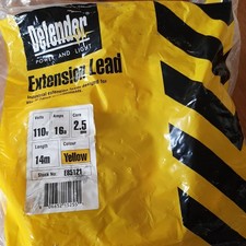 New Defender Extension Lead Yellow 2.5mm2 16A 14m 110V