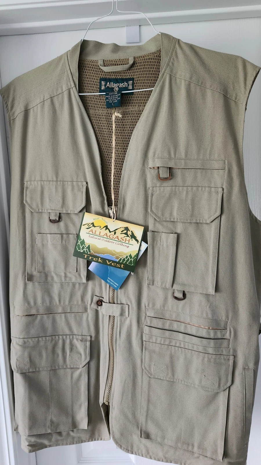 Vintage Allagash Trek Vest Outdoors Khaki LG