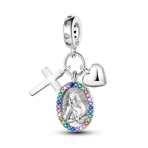 LAZA European 925 Sterling Silver DIY Charm AAA CZ Cross Pray fit Women Bracelet
