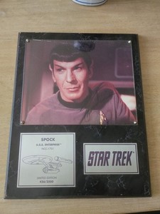 Star Trek Limited Edition Plaque Signed By Leonard Nimoy 426/2500 Authenticated