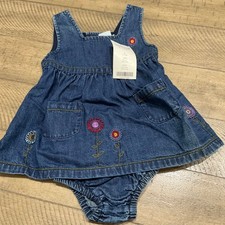 VTG GIRLS Gymboree Embroidered Dress Bloomers Embroidered Flowers NWT 0-3 MO