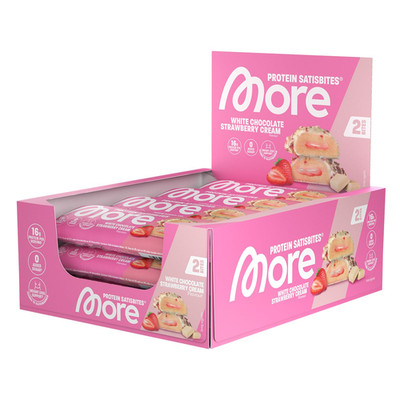 MORE Protein Satisbites, 12Er Box Proteinriegel, 12 X 2 X 25 G, White Chocolate 