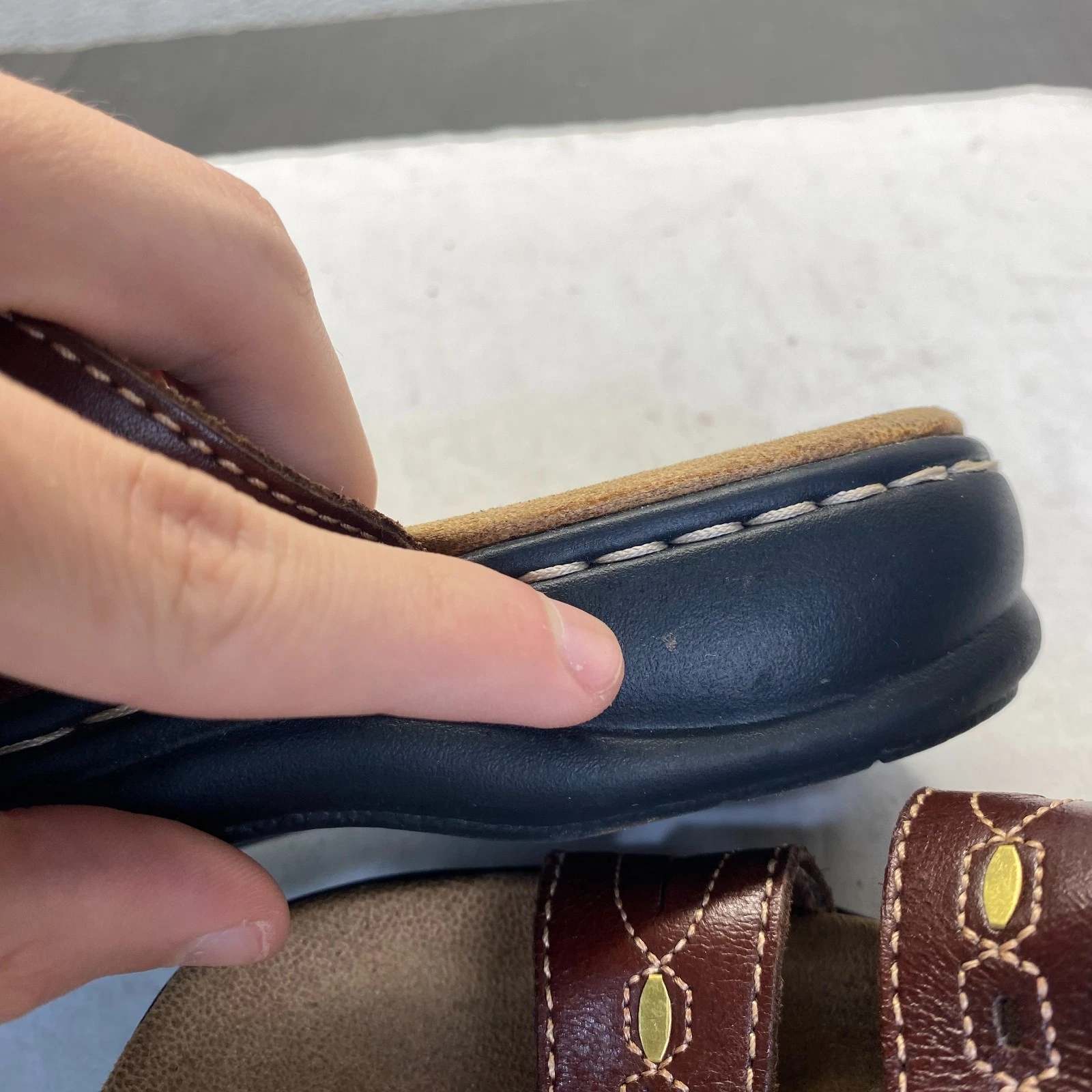 Clarks Collection Sandali Donna Pelle Marrone Slip On Taglia 6 5 M Comfort