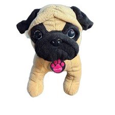 Nintendo Nintendogs Pug Plush 2008 Tan Black Puppy Pink Collar Tested Works