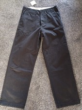 Zara Men's Relaxed Fit Heavy Thick 100% Cotton Trousers Chinos Black W29 L30