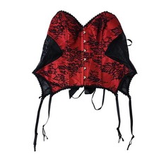 Adore Me Red Black Lace Garter Corset Lingerie Busk Front Lace Up Back 3X