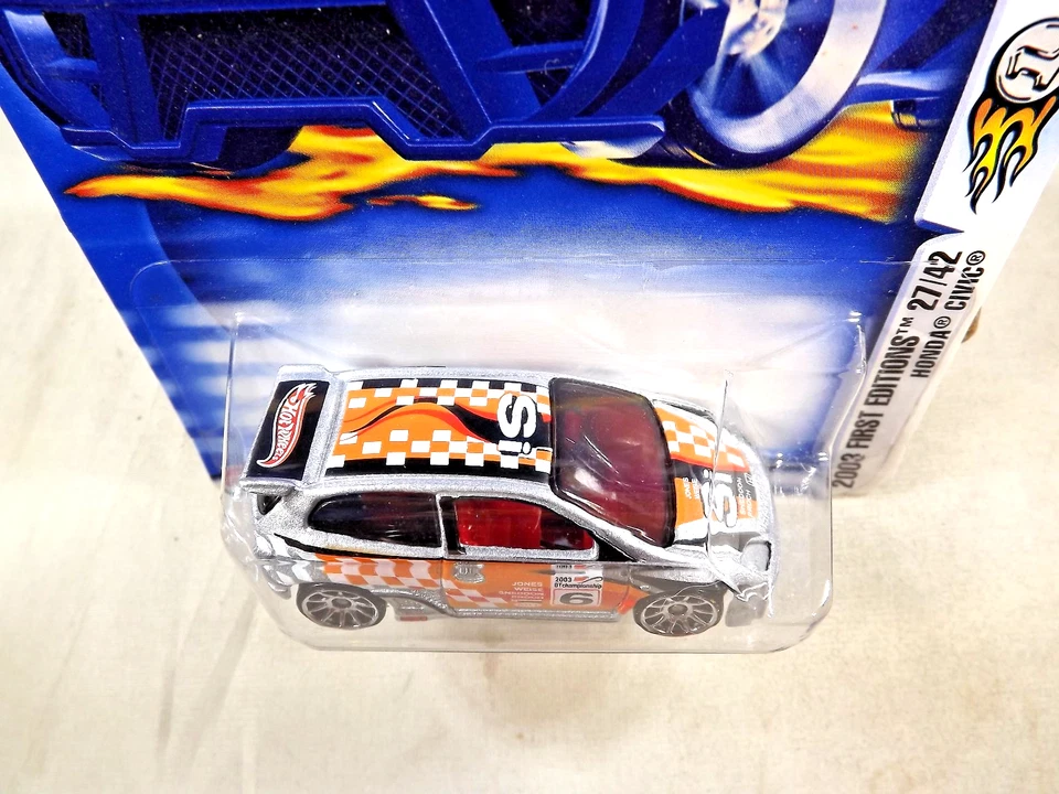 2003 Hot Wheels #39 First Editions 27/42 HONDA CIVIC Silver w/Chrome 10 Spokes - Image 3 of 4