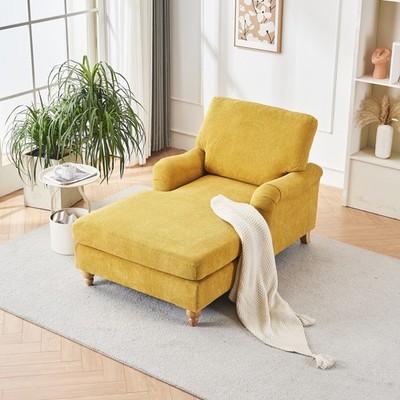 Modern Mid-Century Indoor Oversized Chaise Lounger Comfort Sleeper Sofa with S