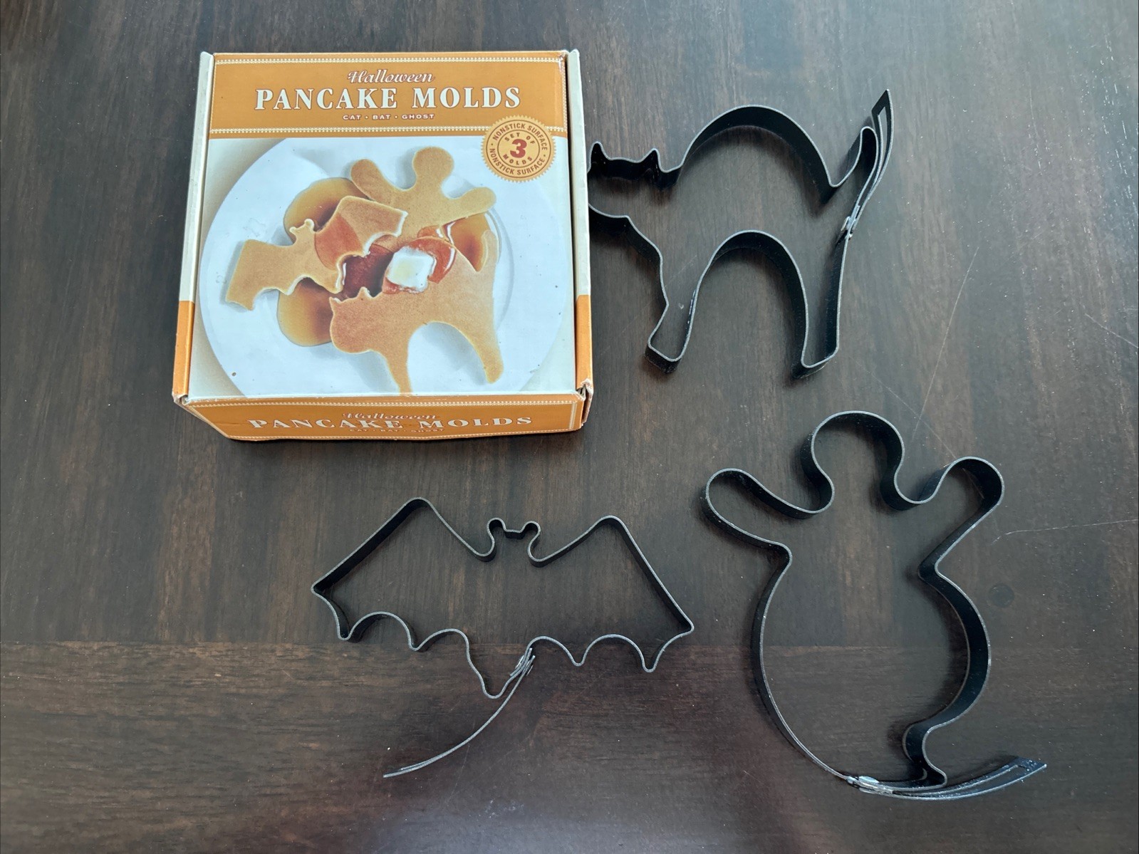 Juego de 3 moldes para panqueques de Halloween gato murciélago fantasma Williams-Sonoma superficie antiadherente