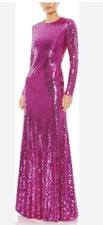 New MAC DUGGAL Pink Long Sleeve Sequined Evening Gown Dress 10891 Size 4