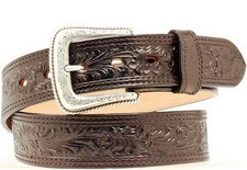 Nocona Western Belt Mens Leather Embossed Leaf Black N2496801